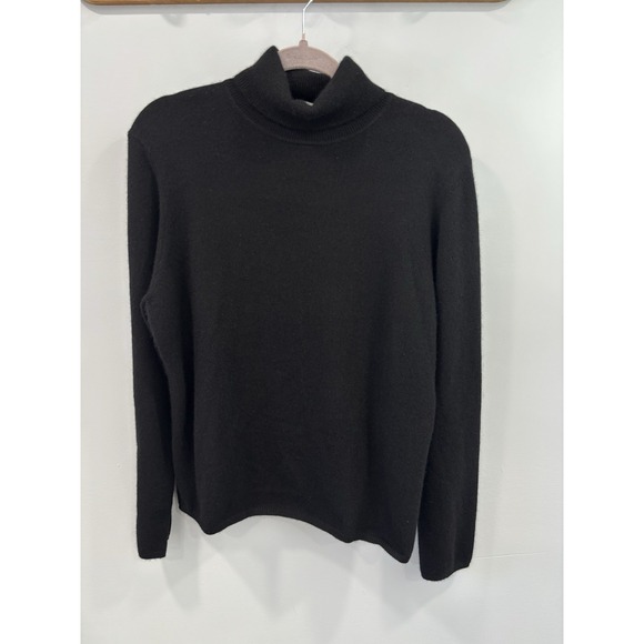 Charter Club Women's Cashmere Turtleneck Sweater XL Long Sleeve Black Preppy - Picture 1 of 8